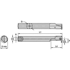 Kennametal - 25mm Min Bore Diam, 180mm OAL, 3/4" Shank Diam, A-EVE Indexable Boring Bar - 1-1/2" Max Bore Depth, EG0200M02P02 Insert - USA Tool & Supply