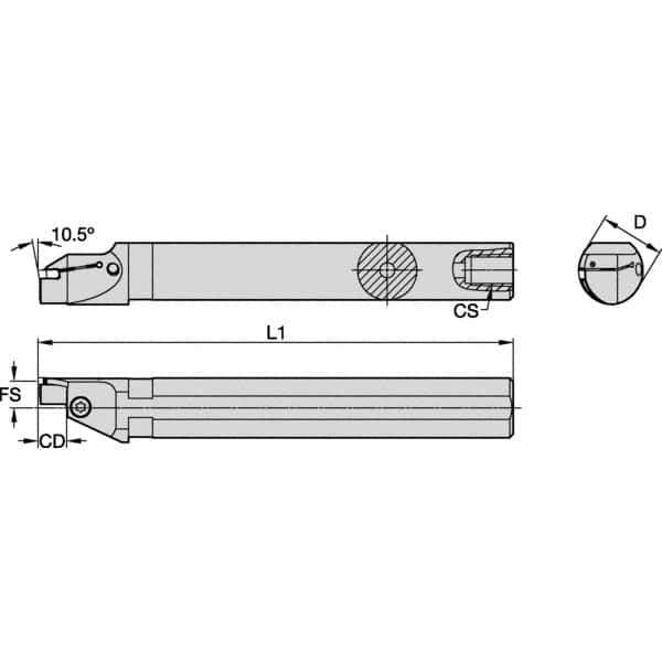 Kennametal - 30mm Min Bore Diam, 200mm OAL, 25mm Shank Diam, A-EVS-A Indexable Boring Bar - 12mm Max Bore Depth, EG0300M03P02 Insert - USA Tool & Supply