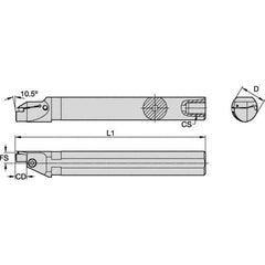 Kennametal - 30mm Min Bore Diam, 200mm OAL, 25mm Shank Diam, A-EVS-A Indexable Boring Bar - 12mm Max Bore Depth, EG0300M03P02 Insert - USA Tool & Supply