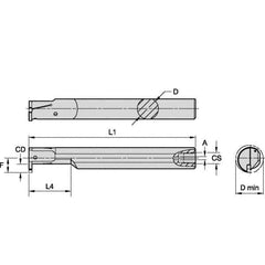 Kennametal - 25mm Min Bore Diam, 180mm OAL, 20mm Shank Diam, A-EVE Indexable Boring Bar - 40mm Max Bore Depth, EG0160M1FP02 Insert - USA Tool & Supply