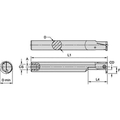 Kennametal - 25mm Min Bore Diam, 180mm OAL, 20mm Shank Diam, A-EVE Indexable Boring Bar - 40mm Max Bore Depth, EG0200M02P02 Insert - USA Tool & Supply