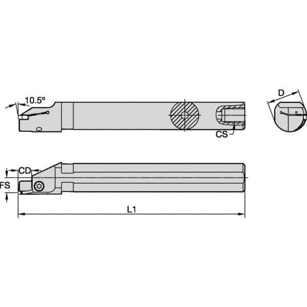 Kennametal - 30mm Min Bore Diam, 200mm OAL, 25mm Shank Diam, A-EVS-A Indexable Boring Bar - 12mm Max Bore Depth, EG0300M03P02 Insert - USA Tool & Supply