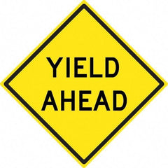 NMC - "Yield Ahead", 24" Wide x 24" High, Aluminum Stop & Yield Signs - 0.08" Thick, Black on Yellow, High Intensity Reflectivity, Diamond, Post Mount - USA Tool & Supply