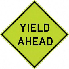 NMC - "Yield Ahead", 30" Wide x 30" High, Aluminum Stop & Yield Signs - 0.08" Thick, Black on Yellow, Diamond Grade Reflectivity, Diamond, Post Mount - USA Tool & Supply