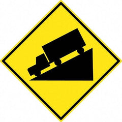 NMC - "Truck", 30" Wide x 30" High, Aluminum Traffic Control Signs - 0.08" Thick, Black on Yellow, High Intensity Reflectivity, Diamond, Post Mount - USA Tool & Supply