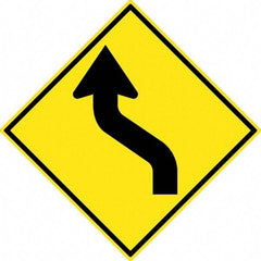 NMC - "Lane Shift Right Arrow", 30" Wide x 30" High, Aluminum Traffic Control Signs - 0.08" Thick, Black on Yellow, High Intensity Reflectivity, Diamond, Post Mount - USA Tool & Supply