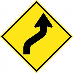 NMC - "Lane Shift Left Arrow", 30" Wide x 30" High, Aluminum Traffic Control Signs - 0.08" Thick, Black on Yellow, High Intensity Reflectivity, Diamond, Post Mount - USA Tool & Supply