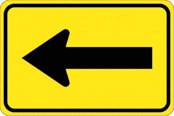 NMC - "Left Arrow", 30" Wide x 30" High, Aluminum Traffic Control Signs - 0.08" Thick, Black on Yellow, High Intensity Reflectivity, Diamond, Post Mount - USA Tool & Supply