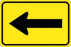 NMC - "Left Arrow", 30" Wide x 30" High, Aluminum Traffic Control Signs - 0.08" Thick, Black on Yellow, High Intensity Reflectivity, Diamond, Post Mount - USA Tool & Supply