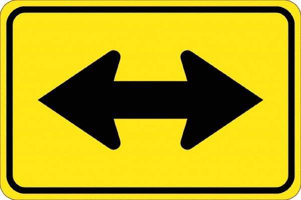 NMC - "Double Arrow", 30" Wide x 30" High, Aluminum Traffic Control Signs - 0.08" Thick, Black on Yellow, High Intensity Reflectivity, Diamond, Post Mount - USA Tool & Supply