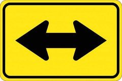 NMC - "Double Arrow", 30" Wide x 30" High, Aluminum Traffic Control Signs - 0.08" Thick, Black on Yellow, High Intensity Reflectivity, Diamond, Post Mount - USA Tool & Supply