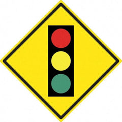 NMC - "Stop Light", 24" Wide x 24" High, Aluminum Traffic Control Signs - 0.08" Thick, Black, Red, Yellow, Green, High Intensity Reflectivity, Diamond, Post Mount - USA Tool & Supply