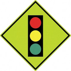 NMC - "Stop Light", 30" Wide x 30" High, Aluminum Traffic Control Signs - 0.08" Thick, Black, Red, Yellow, Green, Diamond Grade Reflectivity, Diamond, Post Mount - USA Tool & Supply