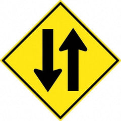 NMC - "Up and Down Arrow", 30" Wide x 30" High, Aluminum Traffic Control Signs - 0.08" Thick, Black on Yellow, High Intensity Reflectivity, Diamond, Post Mount - USA Tool & Supply