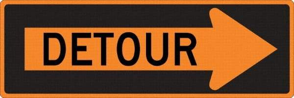 NMC - "Right Detour Inside", 30" Wide x 30" High, Aluminum Traffic Control Signs - 0.08" Thick, Black on Orange, High Intensity Reflectivity, Diamond, Post Mount - USA Tool & Supply
