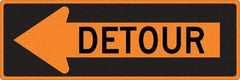 NMC - "Left Detour Inside", 30" Wide x 30" High, Aluminum Traffic Control Signs - 0.08" Thick, Black on Orange, High Intensity Reflectivity, Diamond, Post Mount - USA Tool & Supply