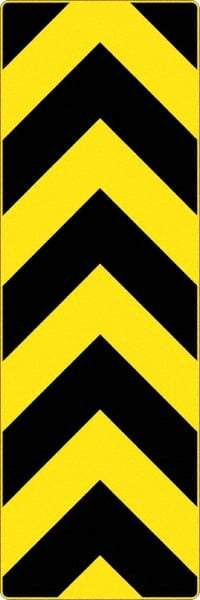 NMC - "Chevron", 12" Wide x 36" High, Aluminum Warning & Safety Reminder Signs - 0.08" Thick, Black on Yellow, High Intensity Reflectivity, Rectangle, Post Mount - USA Tool & Supply