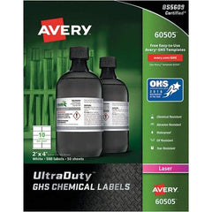 AVERY - 4" Long, White Paper Laboratory Label - For Laser Printers - USA Tool & Supply