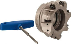 Iscar - 3.398" Cut Diam, 1-1/2" Arbor Hole, 0.138" Max Depth of Cut, 30° Indexable Chamfer & Angle Face Mill - 7 Inserts, H600 WXCU 08 Insert, Right Hand Cut, 7 Flutes, Through Coolant, Series Helido - USA Tool & Supply
