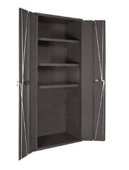 Durham - 3 Shelf Locking Storage Cabinet - Steel, 38" Wide x 26" Deep x 72" High, Gray - USA Tool & Supply