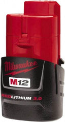 Milwaukee Tool - 12 Volt Lithium-Ion Power Tool Battery - 3 Ahr Capacity, Series M12 REDLITHIUM - USA Tool & Supply