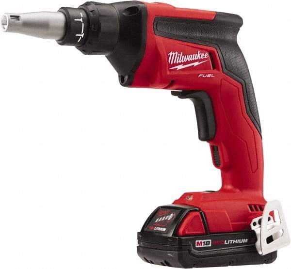 Milwaukee Tool - 18 Volt Pistol Grip Cordless Screwdriver - 0 to 4,500 RPM, 124 In/Lb Torque, Lithium-Ion Battery - USA Tool & Supply