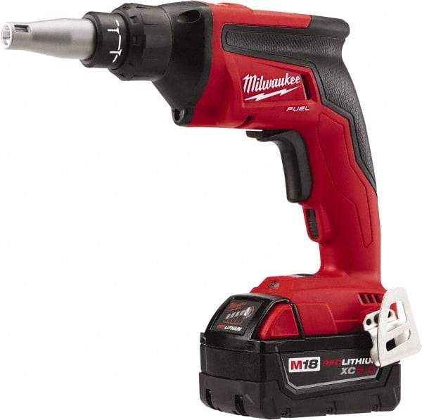 Milwaukee Tool - 18 Volt Pistol Grip Cordless Screwdriver - 0 to 4,500 RPM, 124 In/Lb Torque, Lithium-Ion Battery - USA Tool & Supply