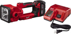 Milwaukee Tool - 18 Volts, 1250 Lumens, Cordless Work Light - Red, 7 hr Run Time - USA Tool & Supply