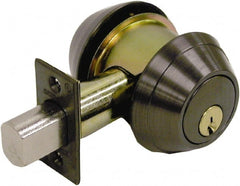 Schlage - 1-3/8 to 2-1/4" Door Thickness, Oil Rubbed Bronze Finish, Key Operated Deadbolt - Exact Industrial Supply