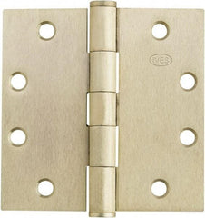 IVES - 4-1/2" Long x 4-1/2" Wide x 1.34" Thick, Stainless Steel Full Mortise Ball Bearing Hinge - Satin Chrome Finish, 5 Knuckles, 8 Holes - USA Tool & Supply