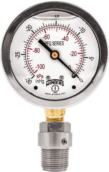 Winters - 2-1/2" Dial, 1/4 Thread, 0-600 Scale Range, Pressure Gauge - Bottom Connection Mount, Accurate to 1.5% of Scale - USA Tool & Supply