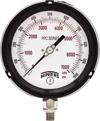 Winters - 4-1/2" Dial, 1/4 Thread, 0-1,000 Scale Range, Pressure Gauge - Bottom Connection Mount, Accurate to ±0.5% of Scale - USA Tool & Supply