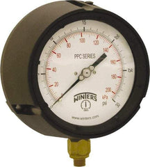 Winters - 4-1/2" Dial, 1/4 Thread, 0-30 Scale Range, Pressure Gauge - Bottom Connection Mount, Accurate to ±0.5% of Scale - USA Tool & Supply