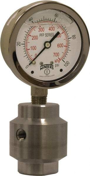 Winters - 2-1/2" Dial, 1/4 Thread, 0-2,000 Scale Range, Pressure Gauge - Bottom Connection Mount, Accurate to 1.5% of Scale - USA Tool & Supply