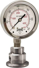 Winters - 2-1/2" Dial, 1/4 Thread, 0-600 Scale Range, Pressure Gauge - Bottom Connection Mount, Accurate to 1.5% of Scale - USA Tool & Supply