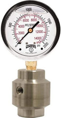 Winters - 4" Dial, 1/4 Thread, 0-2,000 Scale Range, Pressure Gauge - Bottom Connection Mount, Accurate to 1.5% of Scale - USA Tool & Supply