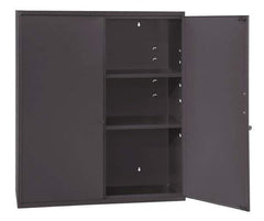 Durham - 2 Shelf Locking Storage Cabinet - Steel, 26-5/8" Wide x 11-7/8" Deep x 30" High, Gray - USA Tool & Supply