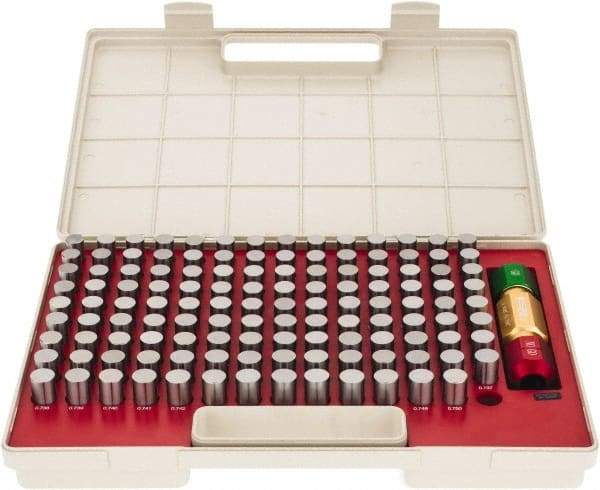 SPI - 125 Piece, 0.626-0.75 Inch Diameter Plug and Pin Gage Set - Minus 0.0002 Inch Tolerance, Class ZZ - USA Tool & Supply