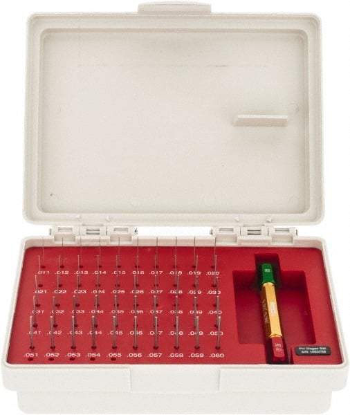 SPI - 50 Piece, 0.011-0.06 Inch Diameter Plug and Pin Gage Set - Plus 0.0002 Inch Tolerance, Class ZZ - USA Tool & Supply