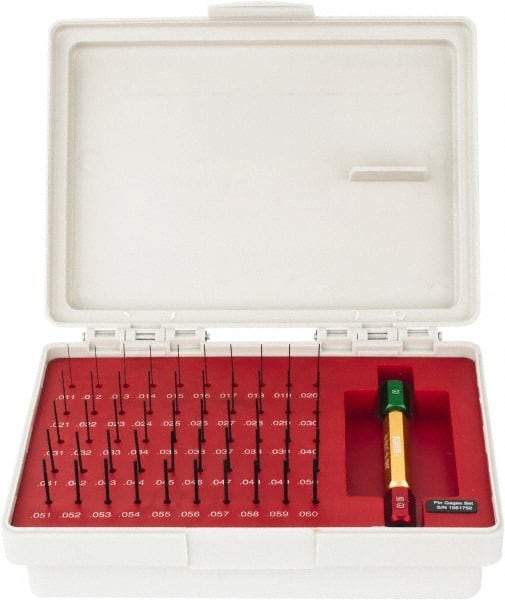 SPI - 50 Piece, 0.011-0.06 Inch Diameter Plug and Pin Gage Set - Minus 0.0002 Inch Tolerance, Class ZZ - USA Tool & Supply