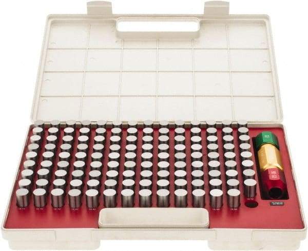 SPI - 125 Piece, 16.5-18.98mm Diameter Plug and Pin Gage Set - Minus 0.005mm Tolerance, Class ZZ - USA Tool & Supply