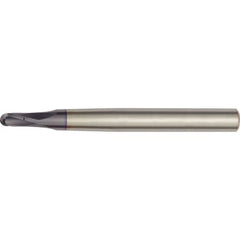 8 mm Dia. × 10 mm Shank × 8 mm DOC × 100 mm OAL, Carbide TiAlN, Spiral , 2 Flute, 15°|CW Helix, Round, External , Ballnose End Mill - Exact Industrial Supply