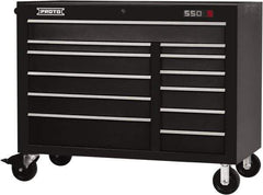Proto - 23,419 Lb Capacity, 12 Drawer Mobile Workstation - 50" Wide x 25-1/4" Deep x 41" High, Steel, Dual Black - USA Tool & Supply