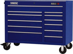 Proto - 23,419 Lb Capacity, 12 Drawer Mobile Workstation - 50" Wide x 25-1/4" Deep x 41" High, Steel, Blue - USA Tool & Supply