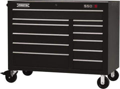 Proto - 23,419 Lb Capacity, 12 Drawer Mobile Workstation - 50" Wide x 25-1/4" Deep x 41" High, Steel, Black - USA Tool & Supply