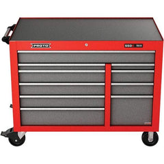 Proto - 23,419 Lb Capacity, 10 Drawer Mobile Power Workstation - 50" Wide x 25-1/4" Deep x 41" High, Steel, Safety Red & Gray - USA Tool & Supply