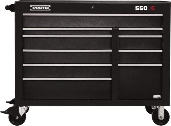 Proto - 23,105 Lb Capacity, 10 Drawer Mobile Power Workstation - 50" Wide x 25-1/4" Deep x 41" High, Steel, Dual Black - USA Tool & Supply