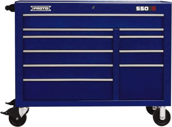 Proto - 23,779 Lb Capacity, 10 Drawer Mobile Workstation - 50" Wide x 25-1/4" Deep x 41" High, Steel, Blue - USA Tool & Supply