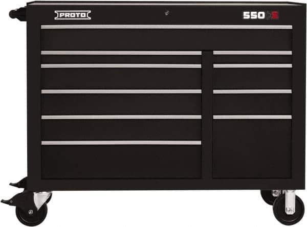Proto - 23,779 Lb Capacity, 10 Drawer Mobile Workstation - 50" Wide x 25-1/4" Deep x 41" High, Steel, Black - USA Tool & Supply