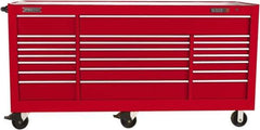 Proto - 48,115 Lb Capacity, 22 Drawer Mobile Power Workstation - 88-1/4" Wide x 27" Deep x 46-3/8" High, Steel, Red - USA Tool & Supply